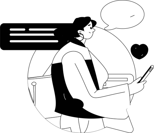 Chica haciendo un chat grupal  Ilustración