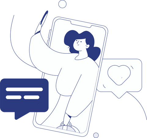 Chica charlando en las redes sociales  Illustration