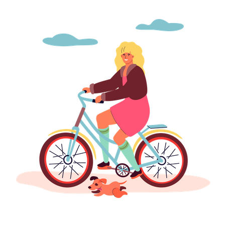 Chica en bicicleta  Ilustración