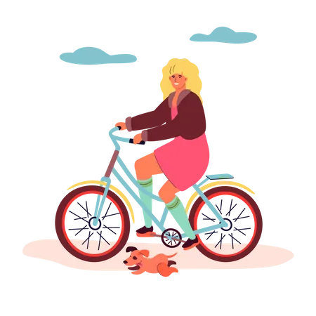 Chica en bicicleta  Ilustración