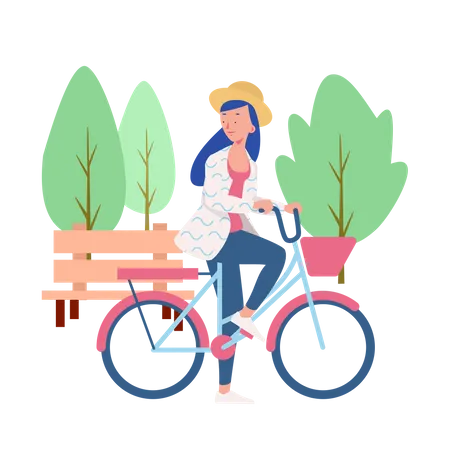 Chica en bicicleta  Ilustración