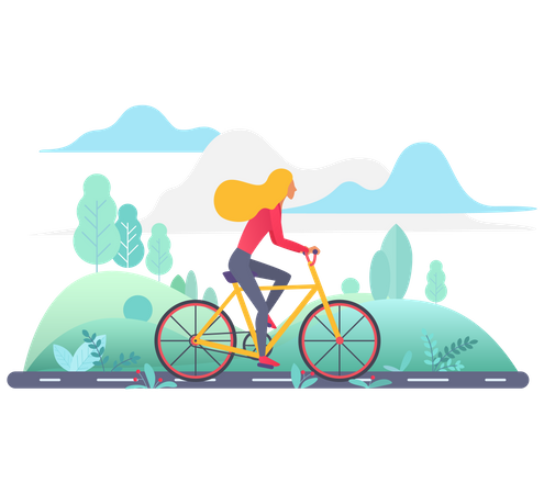 Chica en bicicleta  Ilustración