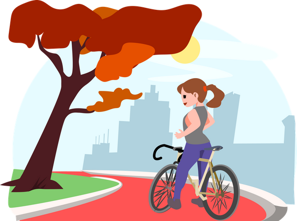 Chica en bicicleta  Ilustración