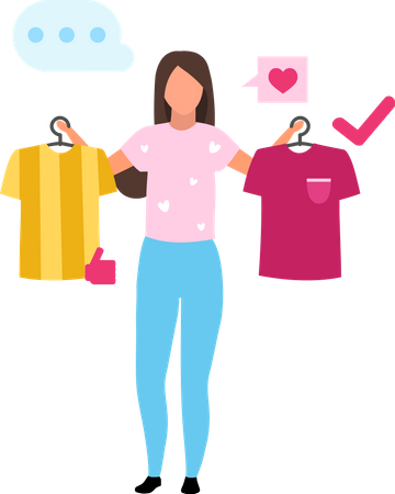 Chica comprando camiseta  Ilustración