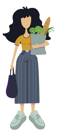 Chica comprando verduras frescas  Illustration