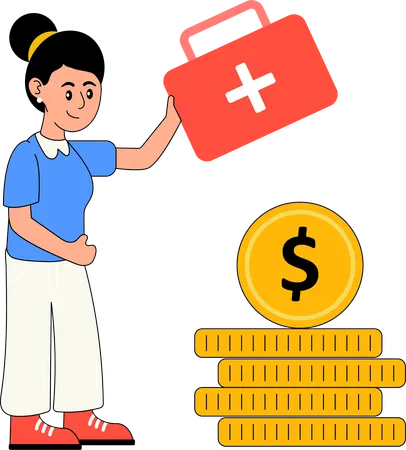 Chica con ahorros de emergencia  Ilustración