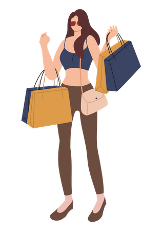 Chica con bolsa de compras  Ilustración