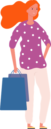 Chica con bolsa de compras  Ilustración