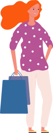Chica con bolsa de compras  Ilustración