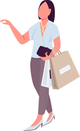 Chica con bolsas de compras  Ilustración