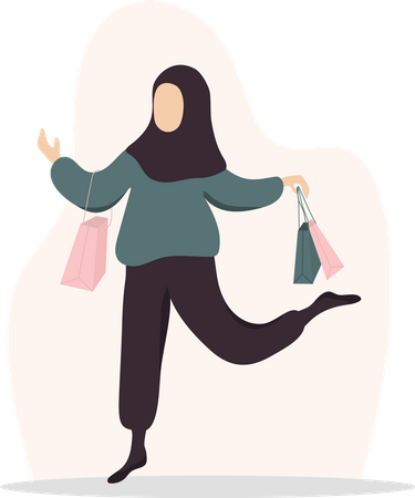 Chica con bolsas de compras  Ilustración