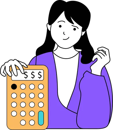 Chica con calculadora  Ilustración