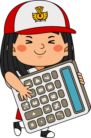 Chica con calculadora  Ilustración