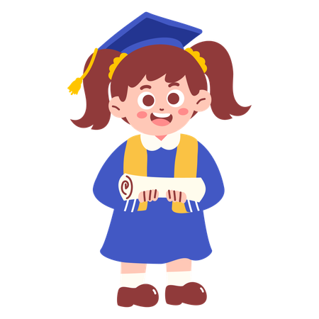 Chica con certificado de graduación  Ilustración