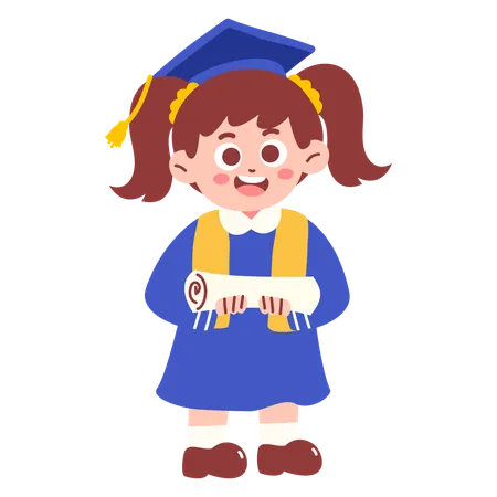 Chica con certificado de graduación  Ilustración