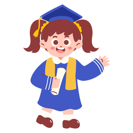 Chica con certificado de graduación  Ilustración