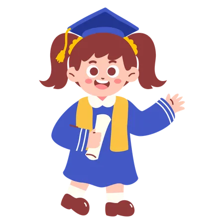 Chica con certificado de graduación  Ilustración