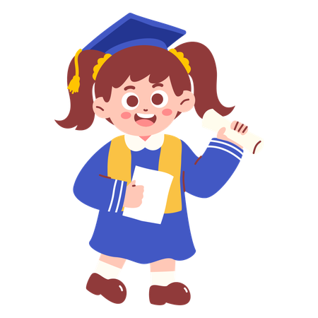 Chica con certificado de graduación  Ilustración