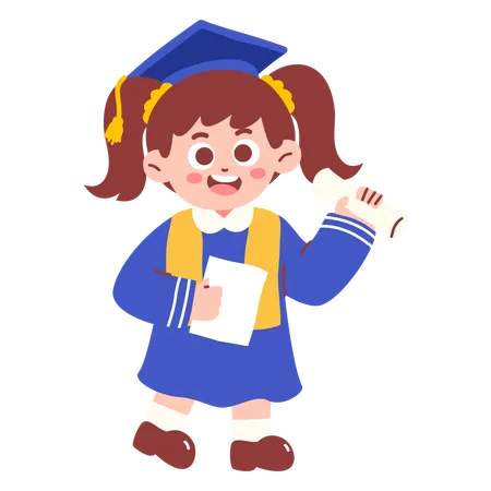 Chica con certificado de graduación  Ilustración