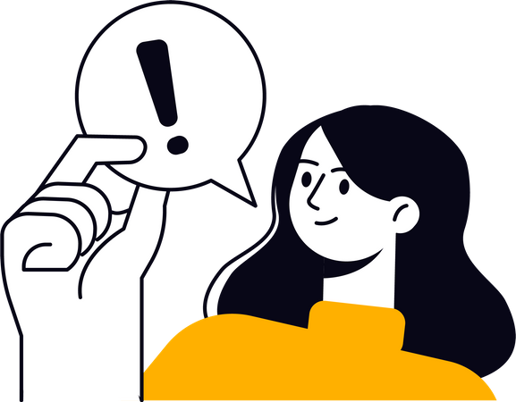Chica con chat de alerta  Ilustración