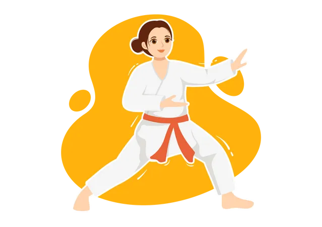 Chica con cinturón rojo de karate  Ilustración