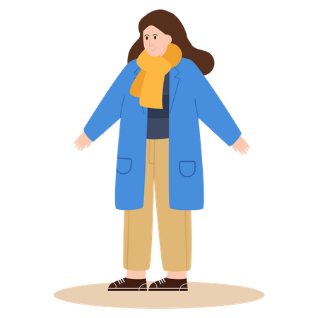 Chica con traje de invierno  Ilustración