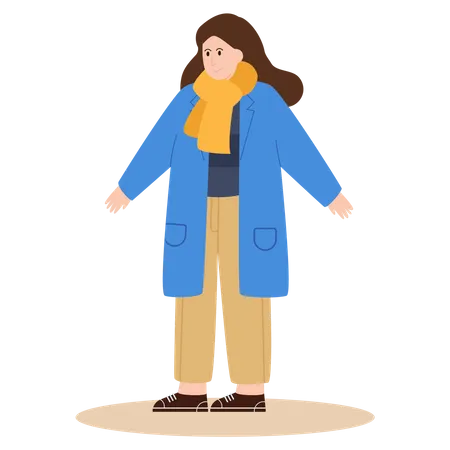 Chica con traje de invierno  Ilustración