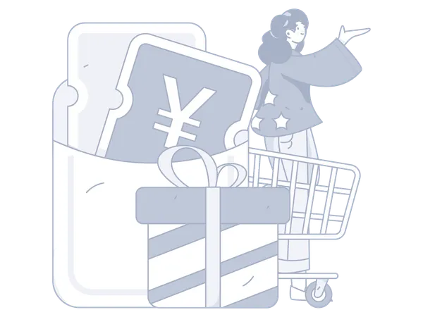 Chica con costo de compras  Illustration
