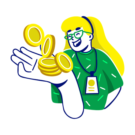 Chica con staking de criptomonedas  Ilustración