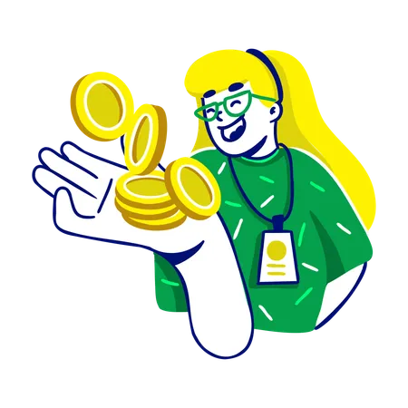 Chica con staking de criptomonedas  Ilustración