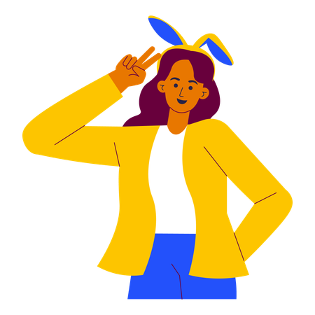 Chica con diadema de conejito Ilustración