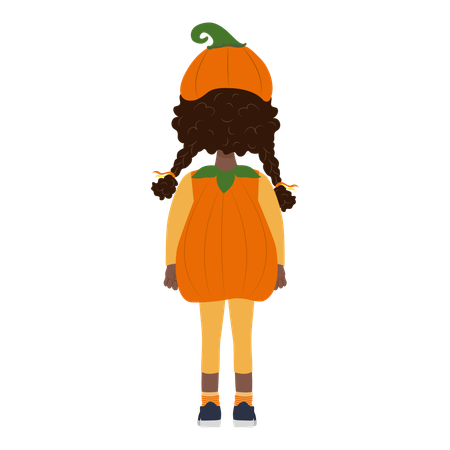 Chica con disfraz de calabaza para Halloween  Ilustración