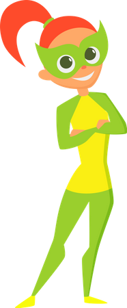 Chica con disfraz de superhéroe  Ilustración