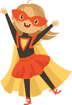 Chica con disfraz de superhéroe  Ilustración