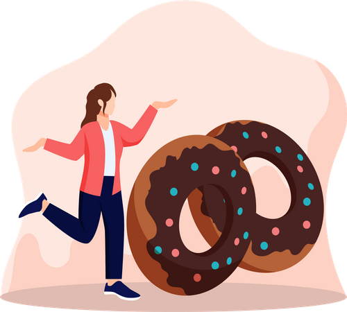 Chica con donut  Ilustración