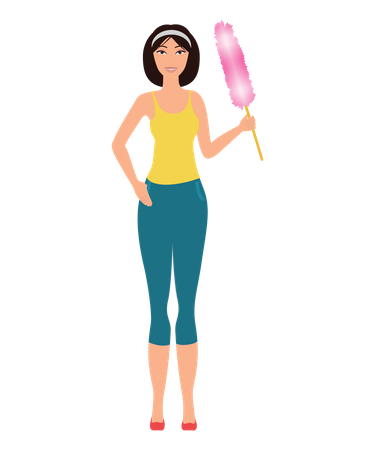 Chica con escoba  Ilustración