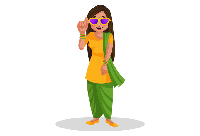 Chica con gafas de sol  Ilustración