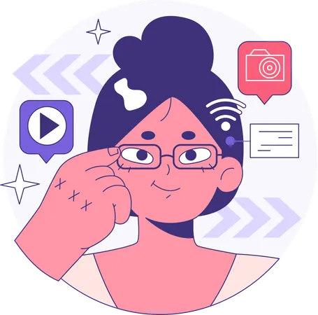 Chica con gafas inteligentes  Ilustración