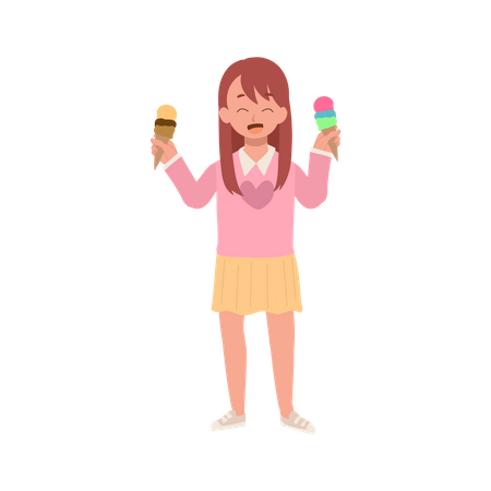 Chica con helado  Ilustración
