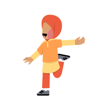 Chica hijab corriendo  Ilustración