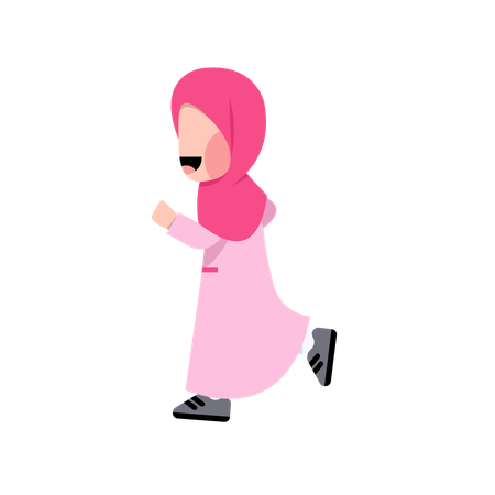 Chica con hijab corriendo sin rostro  Ilustración