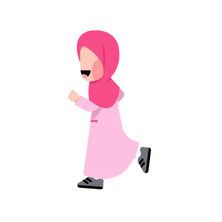 Chica con hijab corriendo sin rostro  Ilustración