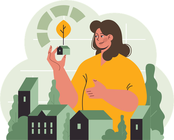 Chica con idea ecológica  Ilustración