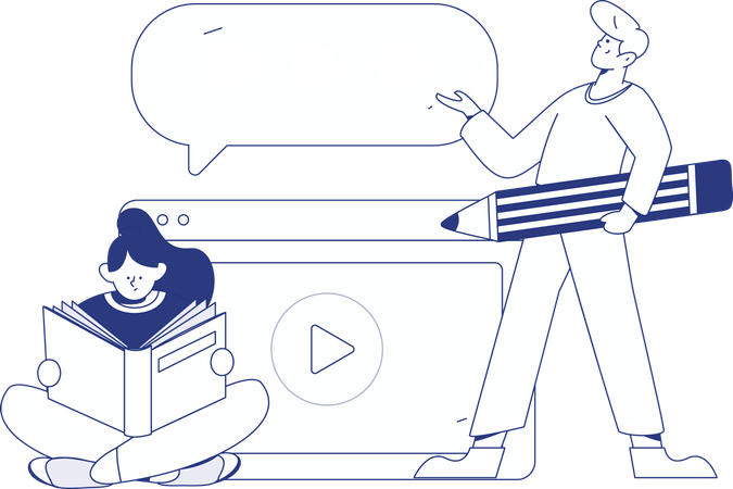 Chica obteniendo idea de estudio  Ilustración