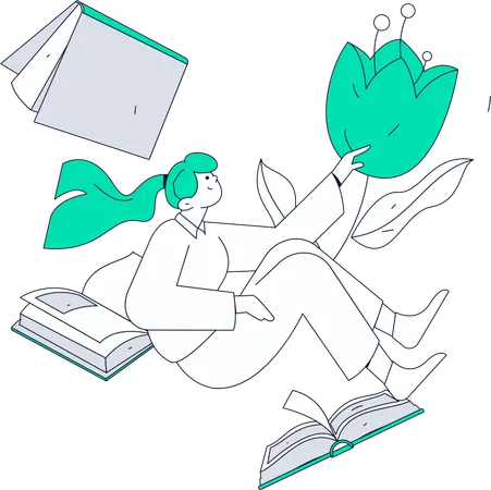 Chica con libro  Ilustración