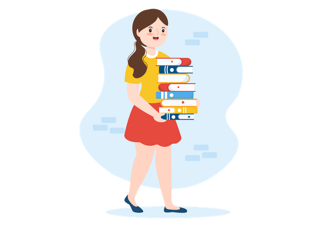 Chica con libros  Ilustración