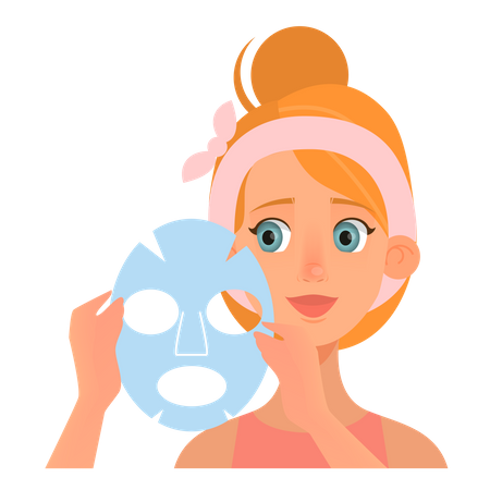 Chica con mascarilla  Ilustración