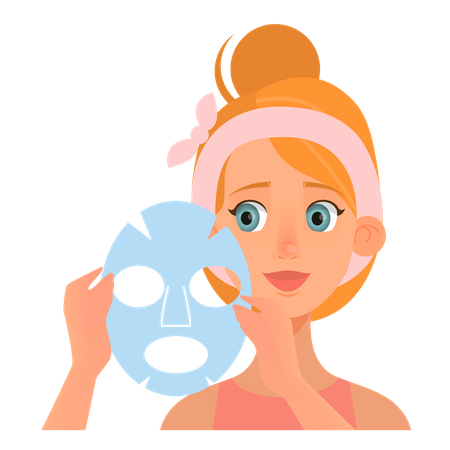 Chica con mascarilla  Ilustración