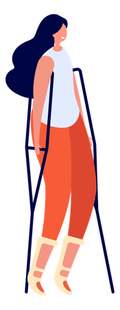 Chica con muleta  Ilustración