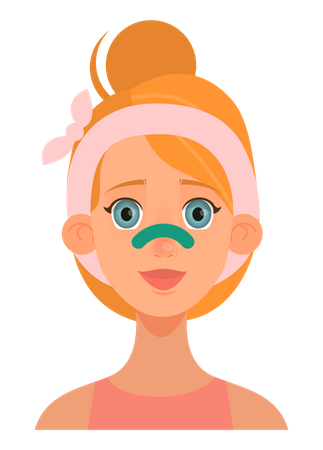 Chica con parche en la nariz  Ilustración